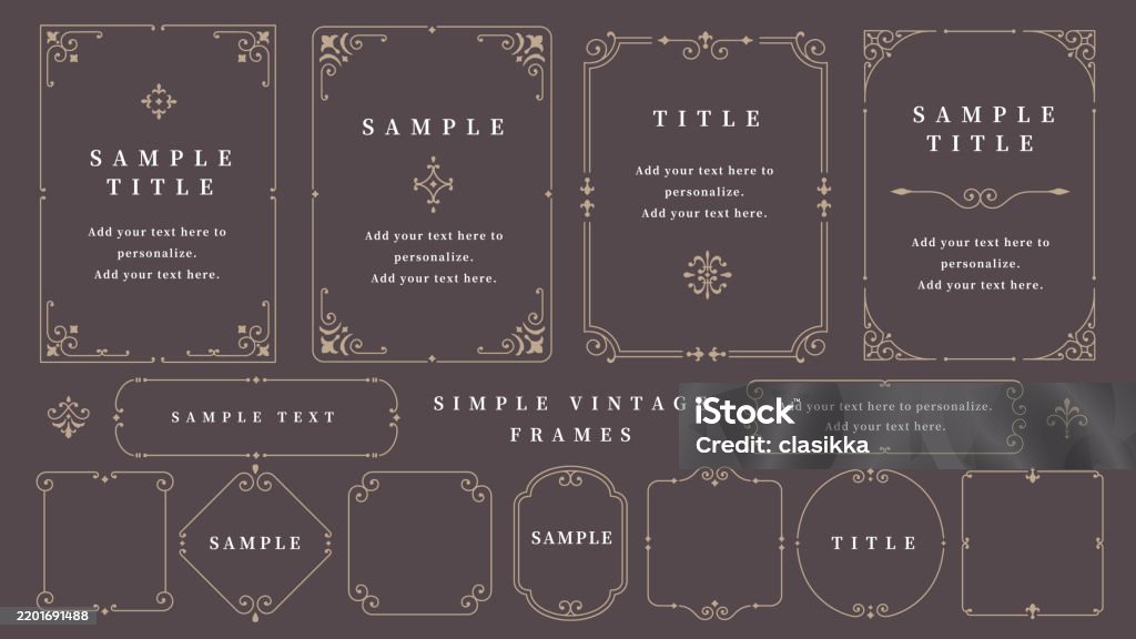Simple Style Frame Vintage Simple Frame Set Traditional Classic Designs Stock Illustration ...