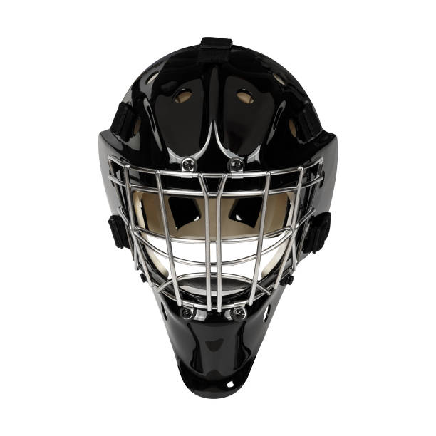 istock A black goalie helmet featuring a metal cage set against a white background 2201696378