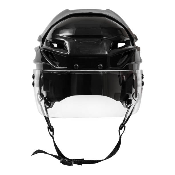 istock A black hockey helmet featuring a clear visor sitting on a white background 2201697882