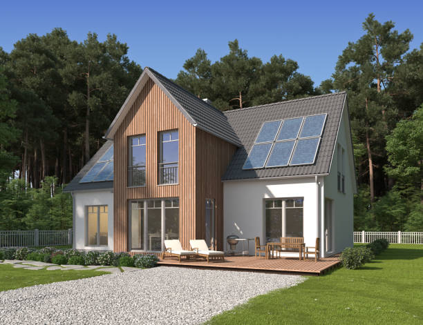 istock Modern house near the forest border during the day 2201698313