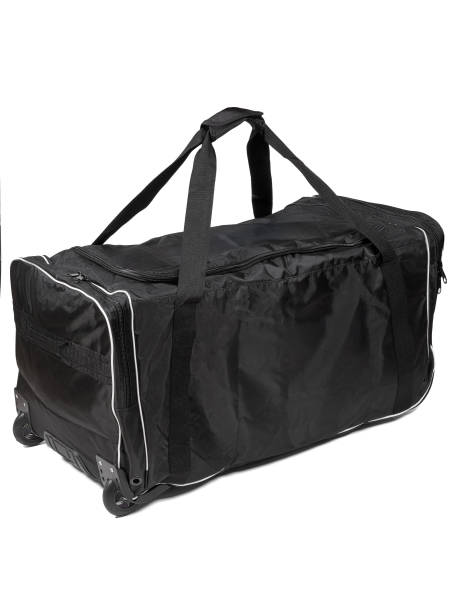 istock A black duffel bag with wheels and a handle on a white bg Hockey Equipment Bag 2201699164