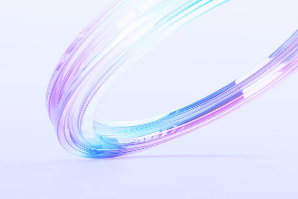 istock Abstract 3d macro background with glass holographic transparent circle render. Crystal ring with rainbow light prism effect and speed motion effect. Round energy circular line shine 2201714611