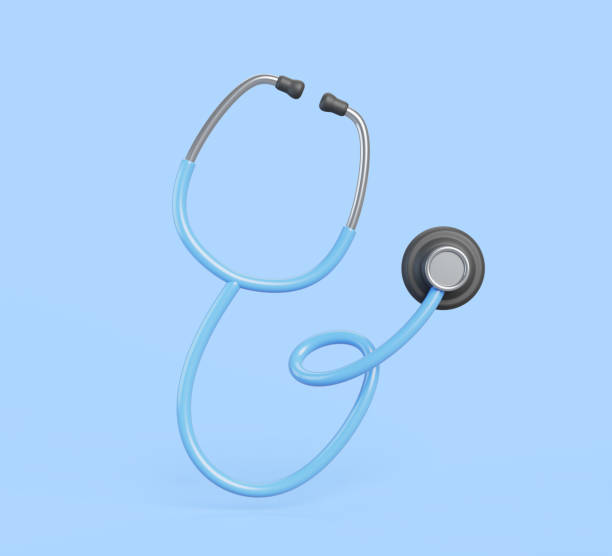 istock 3d blue stethoscope, doctor equipment isolated render icon. Medical diagnostic instrument for listening to sounds of internal organs, heart and lungs. Medicine and health care concept 2201714629