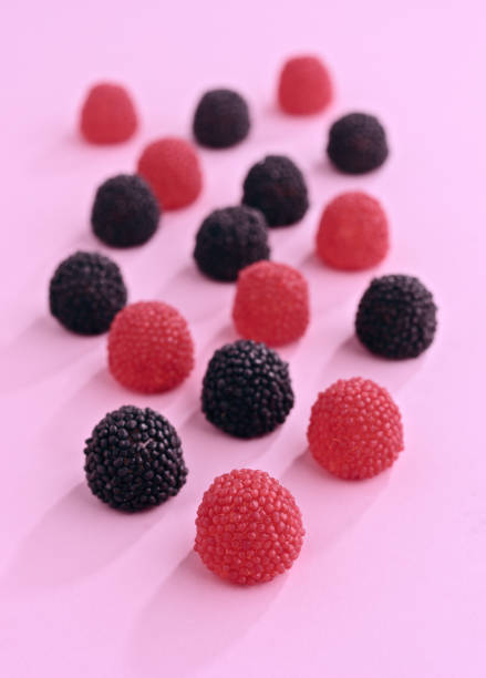 Assorted colorful gummy jelly candies. Top view. Jelly sweets. Gummy candies