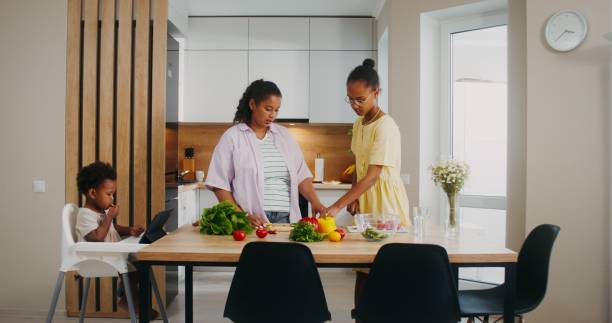 istock Mom and daughter cook in the kitchen 2201719589