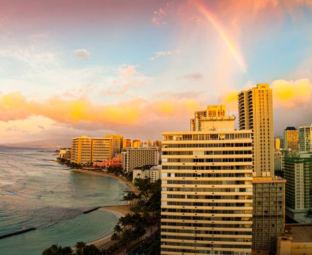 istock Morning Light on Waikiki Beach Skyline 2201723894