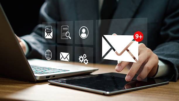 istock New email notification concept for business communication, digital marketing via virtual email and internet technology. email with notification alert on virtual screen. 2201726283