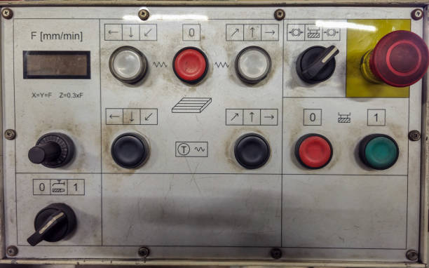 istock Control Panel of an Industrial Machine with Buttons and Indicators 2201732716