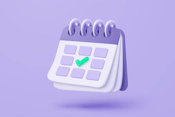 istock 3d calendar date and time for reminder day with notice alert. Calendar clock for schedule appointment and marked notifications alert concept. 3d date reminder icon vector render illustration 2201733869