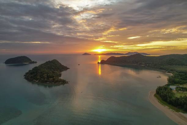 istock Serene Island Sunset Aerial View 2201733942