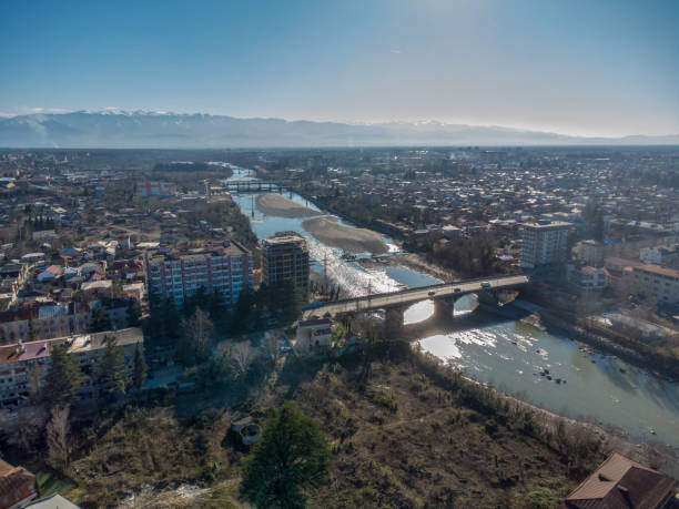 istock Balakhvni bridge  IN kUTAISI - AERIAL VIEW 2201734315