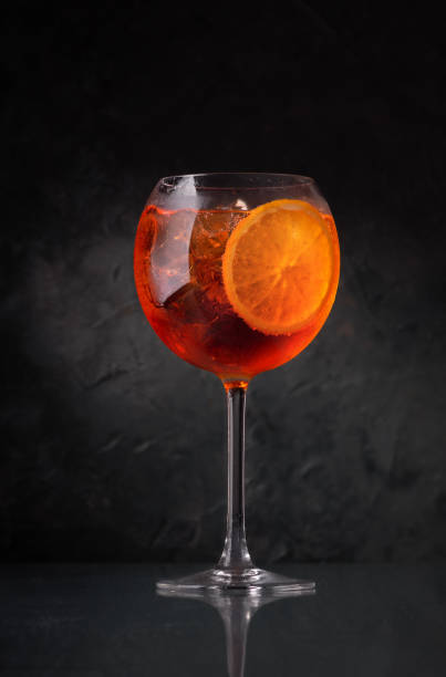 istock Spritz cocktail in a wine glass, ice, slice of orange 2201738210