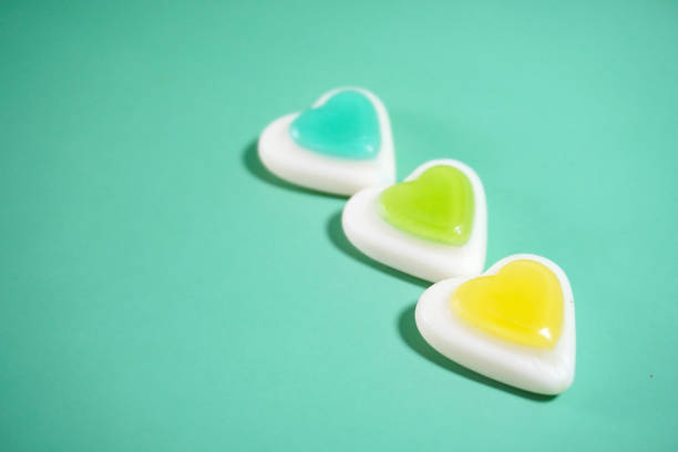 colorful jelly gummy love, isolated on background