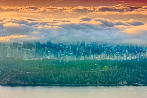 Downtown view of Vancouver and Stanley Park from North Vancouver, British Columbia