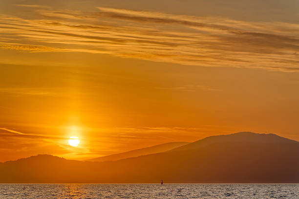 Sunset view of West Vancouver and English Bay, British Columbia
