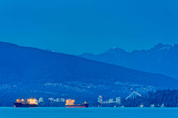 Sunset view of West Vancouver and English Bay, British Columbia