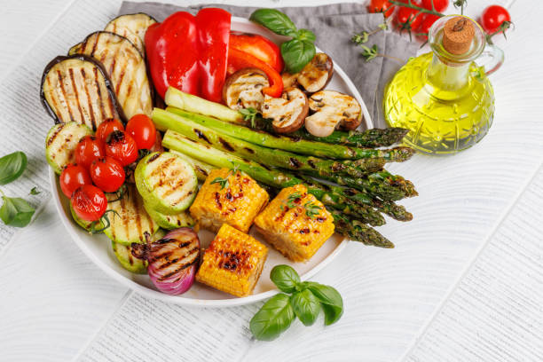 istock Assorted grilled vegetables on a plate, showcasing a colorful meal 2201749187
