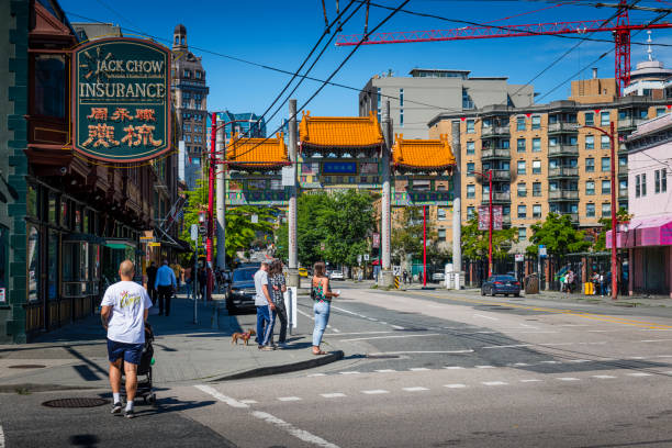 Vancouver, Canada - August 17, 2023: Entrance gate to chinatown in Vancouver in Canada