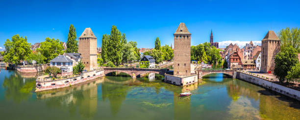 istock Strasbourg Barrage Vauban scenic towers and river architecture view 2201751297