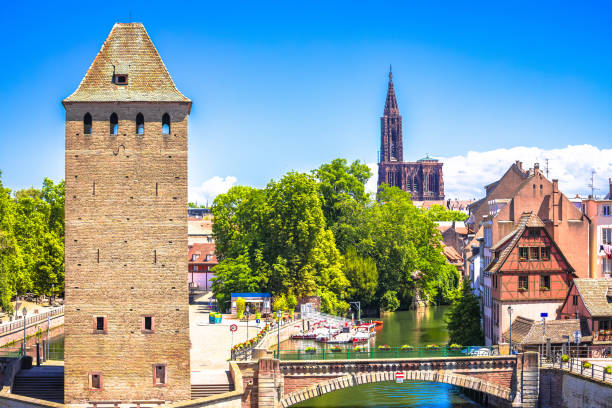 istock Strasbourg scenic historic towers and canals panoramic view 2201751443