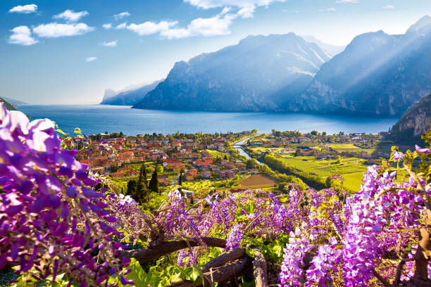 istock Town of Torbole and Lago di Garda sunset view 2201751662