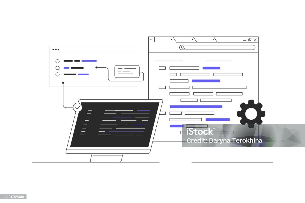 Software Development Web Developer Creating Program Code On Monitor ...