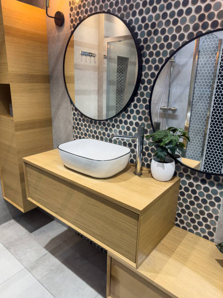istock new luxury modern washbasin faucet  in bathroom. Home interior design. 2201759867