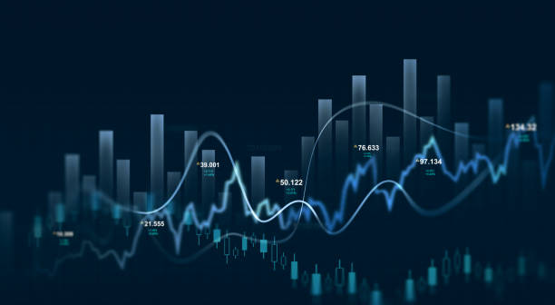 istock Business financial chart with moving up arrow graph. Stock market investment data and analysis finance graph. 2201761021