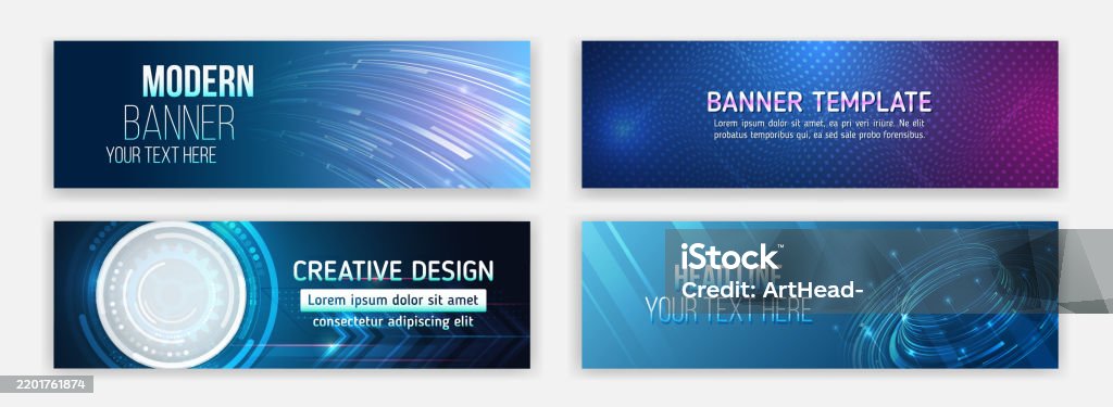 Computer Vision Horizontal Banner Hightech Horizontal Banner Template Modern Banner Design With ...