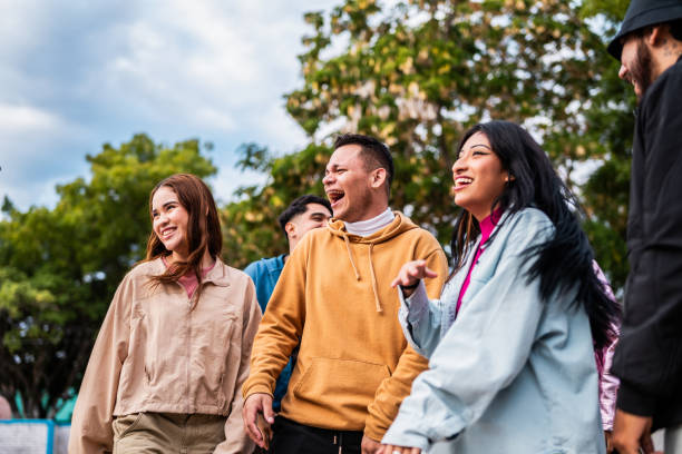 istock Happy friends talking outdoors 2201762596