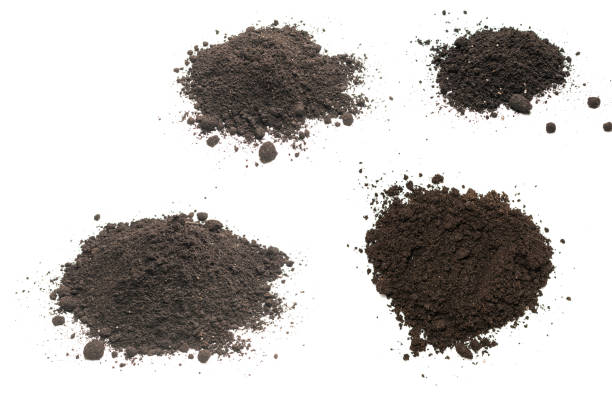 Black land for plant isolated on white background. Ground pattern.