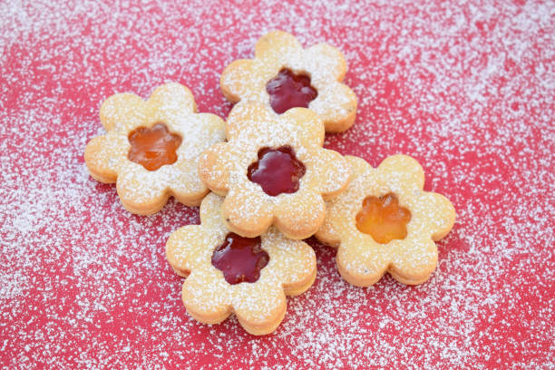 istock Linzer cookies filled with strawberry and apricot jam 2201772587