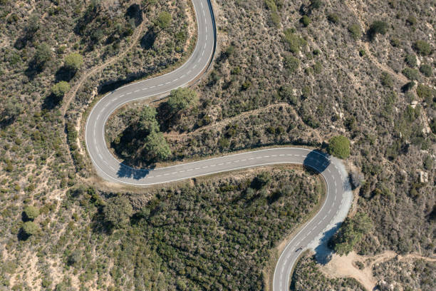 istock Aerial view of Nice S-shaped road on the Costa Brava. 2201779307