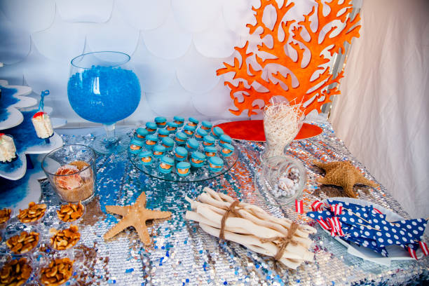 istock Sea time theme on the party's candy bar 2201781057
