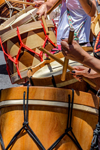Wooden drums on the streets