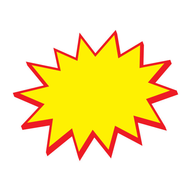 istock Red and yellow starburst stickers. Pop art funny bang bubble. Blank sale tags. Cartoon comic style. 2201790895