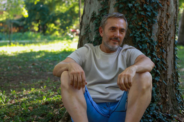 portrait nature bearded positive emotions glasses nature