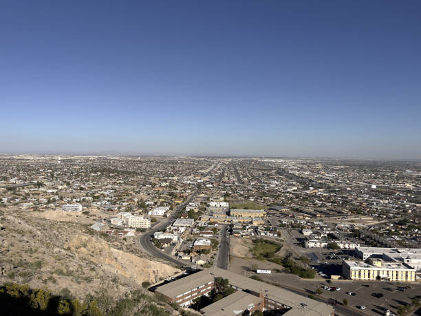 istock El Paso and Ciudad Jarez seen from the top of the hill.US Side. 2201799672