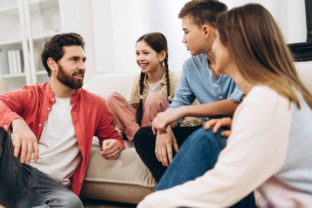 istock Happy family talking and bonding at home 2201801693
