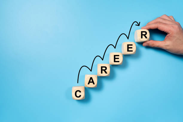 istock Career Growth Concept with Wooden Blocks 2201802548