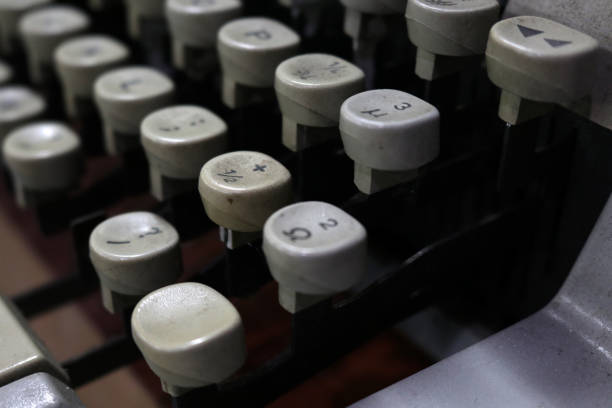 istock Photo of an old, worn and cluttered typewriter. 2201804392