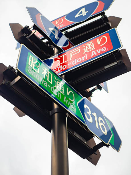 istock Typical cross road sign in Tokyo 2201804709