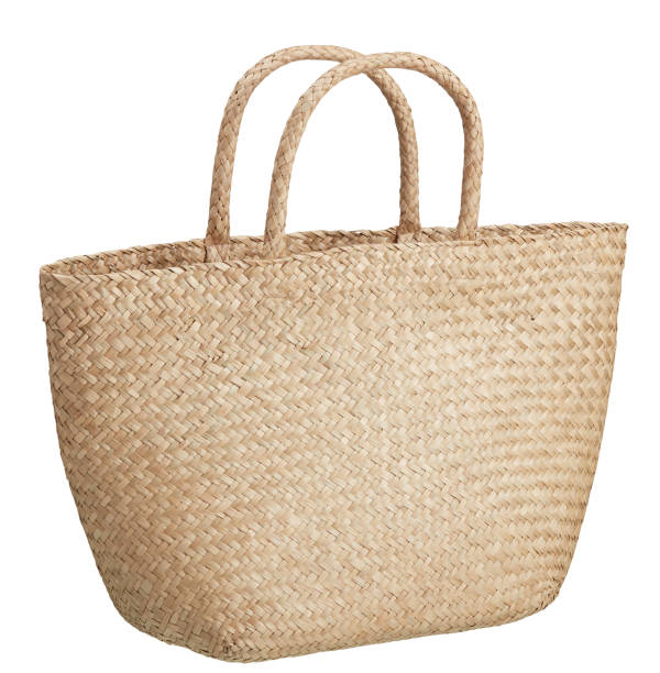 istock Woven shoulder bag cut out isolated white background with clipping path 2201807550