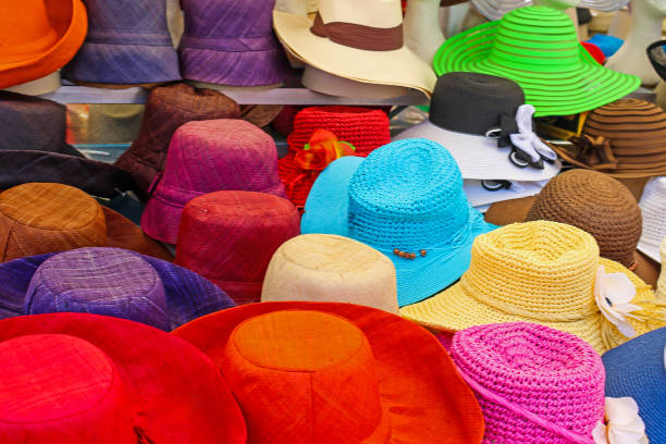 istock Colorful straw hats market 2201811733
