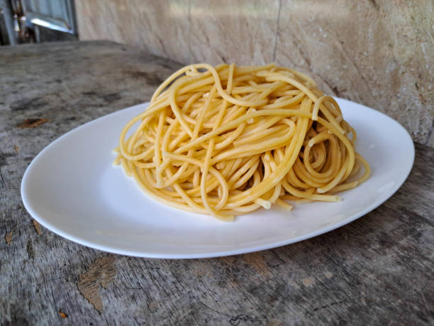 istock Delicious Plain Spaghetti On A Oval Plate. Food Menu. 2201818463