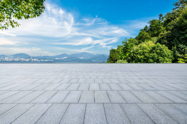 istock Empty square floor and green forest with city skyline in Shenzhen 2201821004