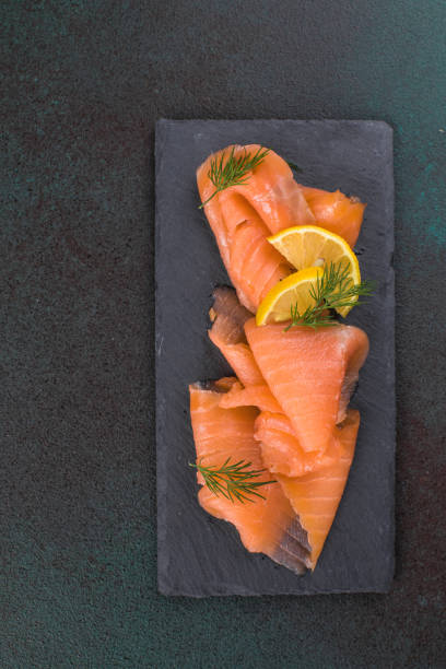 istock Salty smoked salmon, restaurant food. 2201828657