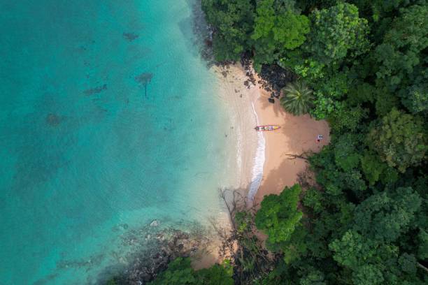 Aerial view from Baia das Agulhas (Needle Bay) at Prince Island