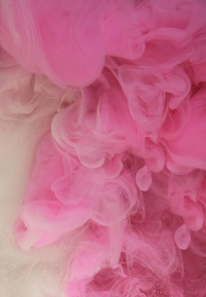 Smoke mist. Cloud ink. Defocused pink white multicolor fume vapor splashes fog shimmering paint texture haze on abstract art light background.