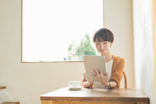 istock Woman working on a tablet at a cafe 2201832545